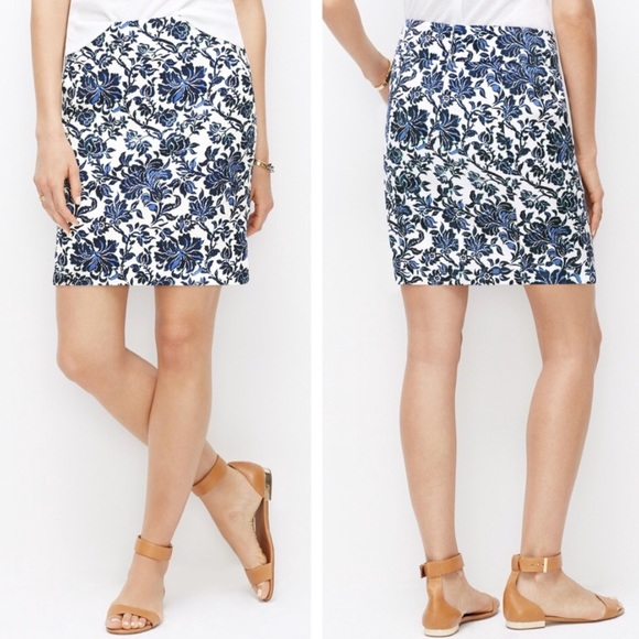 Ann Taylor Dresses & Skirts - Ann Taylor white and blue floral pencil skirt